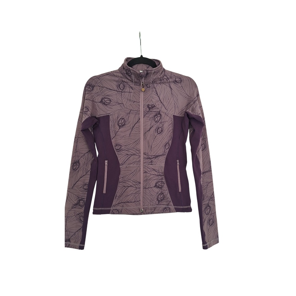 Lululemon Define Jacket Purple Peacock Feather Print Size 6 Full Zip Mock Neck